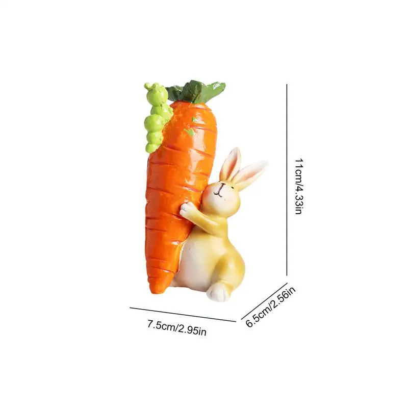 Easter Resin Bunny Statues Bunny Figurine Statues Resin Table Ornaments With Carrot Cute Home Decor Easter Animal Sculpture For