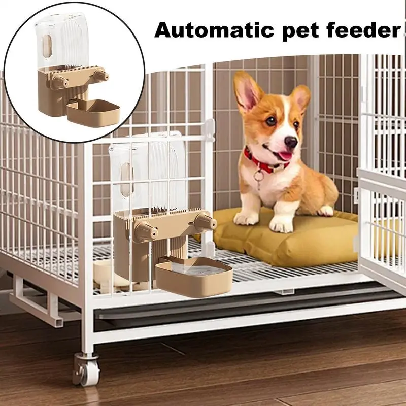 Dog Food Dispenser For Cage Automatic Food Bowl Water Bottle Pet Supplies Large Crate Feeder Dish For Puppy Cats