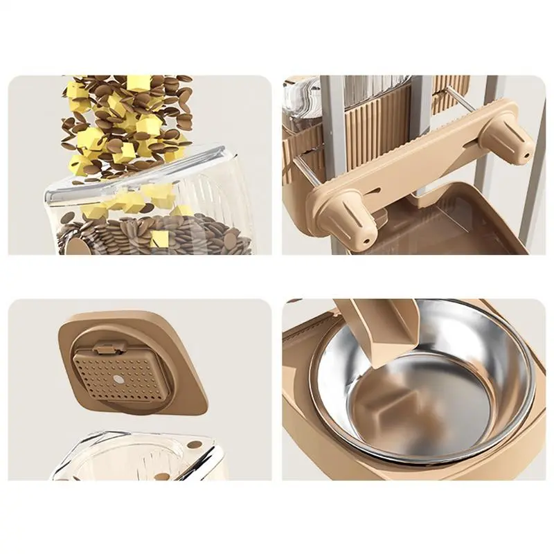 Dog Food Dispenser For Cage Automatic Food Bowl Water Bottle Pet Supplies Large Crate Feeder Dish For Puppy Cats