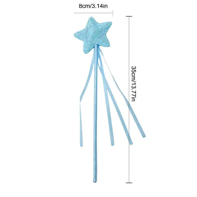 Princess Wands For Little Girls 4X Princess Wands Bulk With Shiny Sequins Soft Ribbons Children Dress-Up Rod Game For Weddings