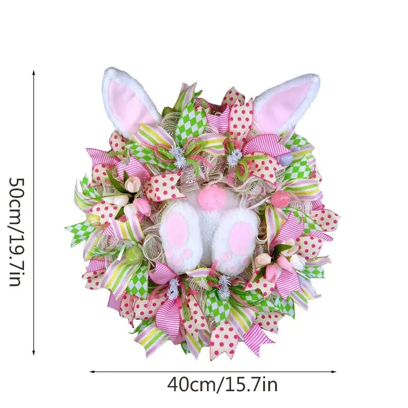 Easter Rabbit Wreath Decor For Front Door Easter Bunny Door Wreath Bunny Gnome Design Farmhouse Wreath Spring Outdoor Garland