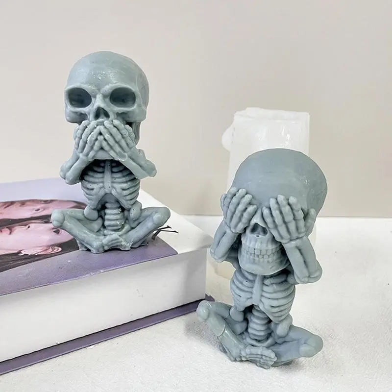 3D Skeleton Skull Silicone Candle Mold DIY Chocolate Candy Molds Party Cake Decoration Mold Pastry Baking Decoration Tools
