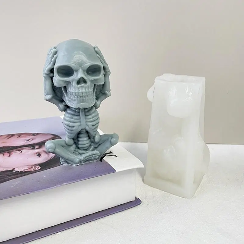 3D Skeleton Skull Silicone Candle Mold DIY Chocolate Candy Molds Party Cake Decoration Mold Pastry Baking Decoration Tools