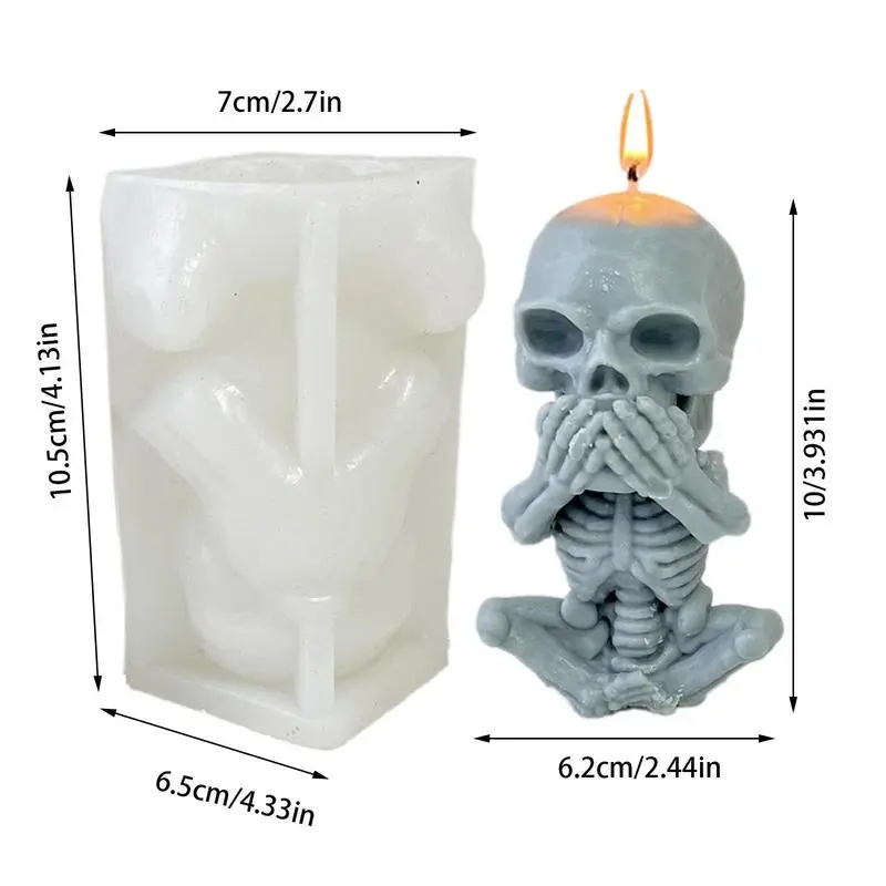 3D Skeleton Skull Silicone Candle Mold DIY Chocolate Candy Molds Party Cake Decoration Mold Pastry Baking Decoration Tools