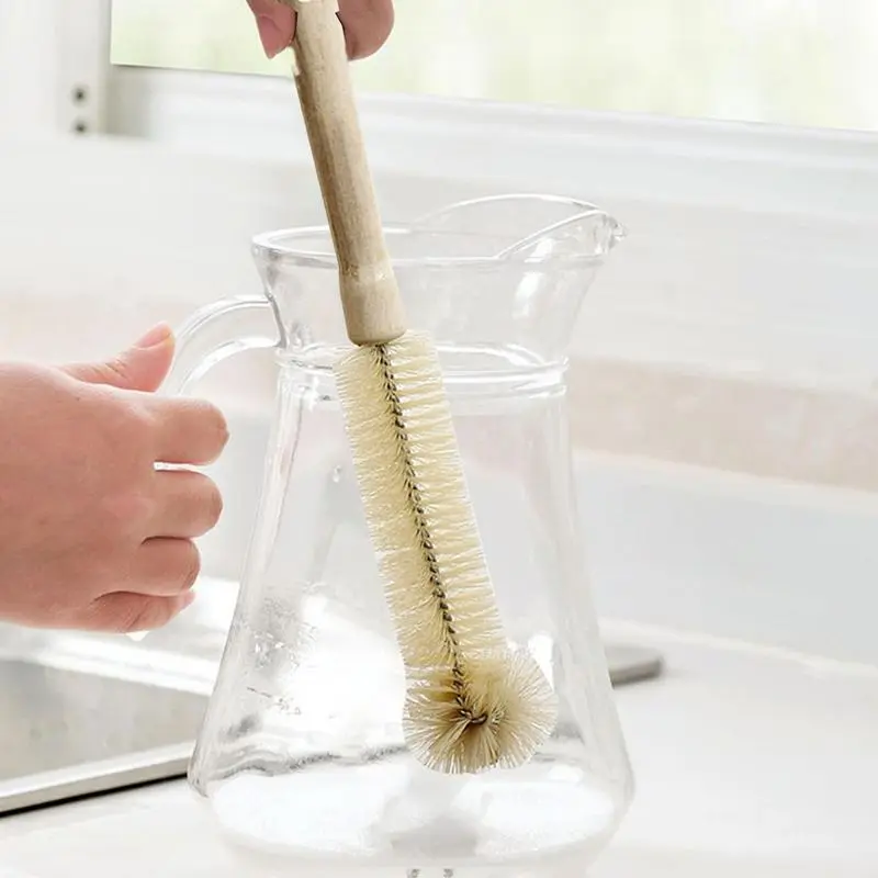Cup cleaning brush wooden long handle nylon brush kettle glass bottle milk cup cleaning brush kitchen cleaning tools