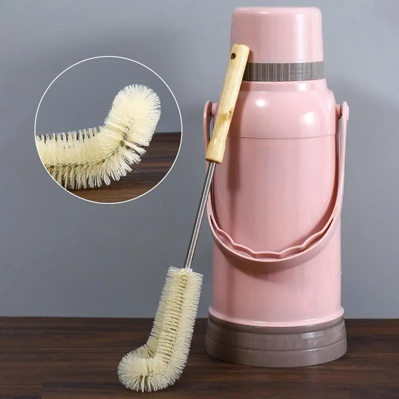 Cup cleaning brush wooden long handle nylon brush kettle glass bottle milk cup cleaning brush kitchen cleaning tools