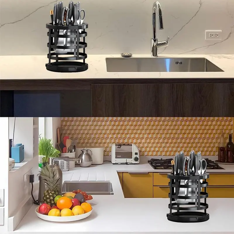 Rotatable Cutter Organizer Stand Rotatable Stand For Cutter Portable And Waterproof Rotating Utensil Home Cutter Holder For