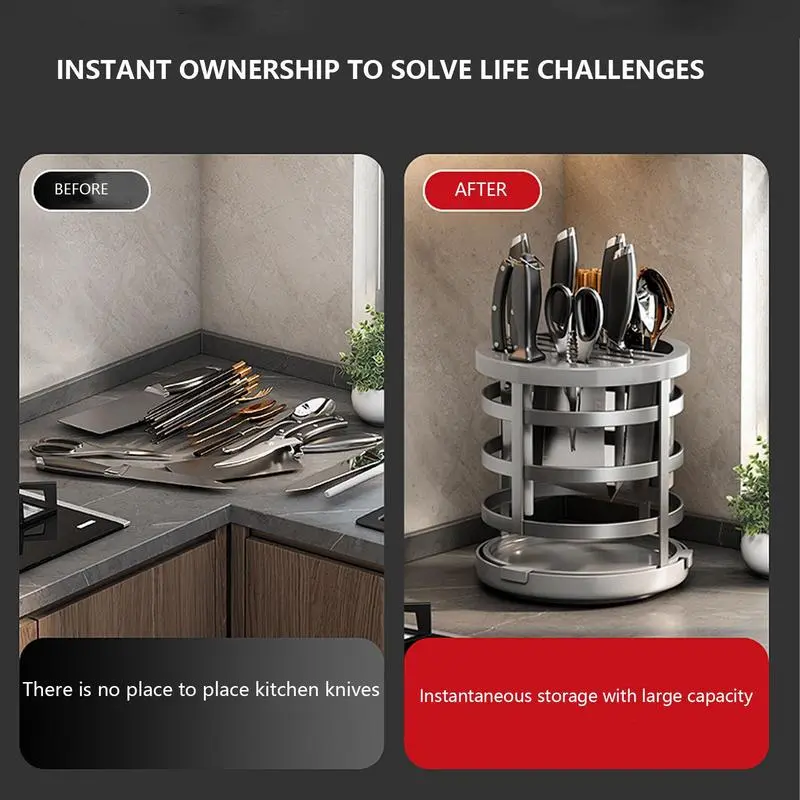 Rotatable Cutter Organizer Stand Rotatable Stand For Cutter Portable And Waterproof Rotating Utensil Home Cutter Holder For