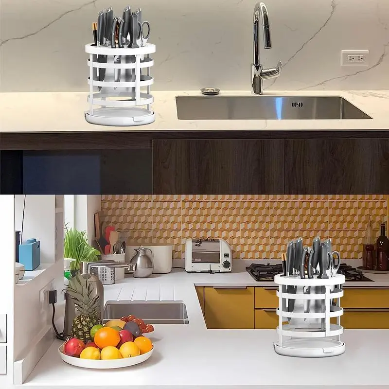 Rotatable Cutter Organizer Stand Rotatable Stand For Cutter Portable And Waterproof Rotating Utensil Home Cutter Holder For