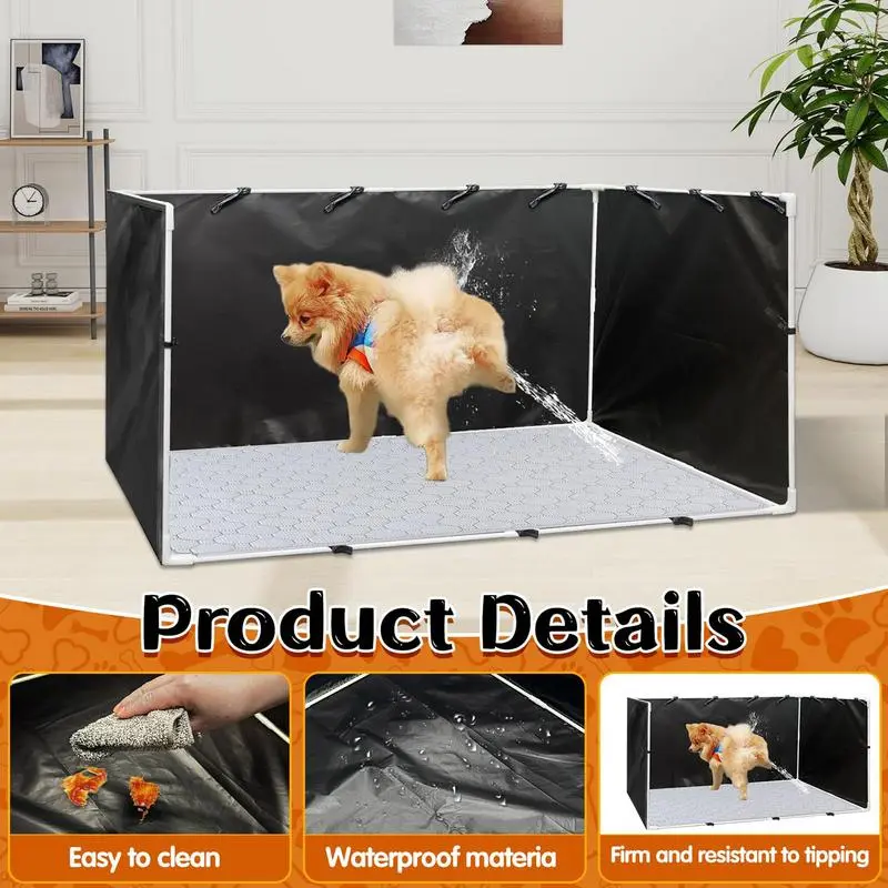 Puppy Pee Pad Holder With High Walls Dog Splash Box Guard Easy Clean Adjustable Pet Toilet Fence 600d For Indoor And Outdoor