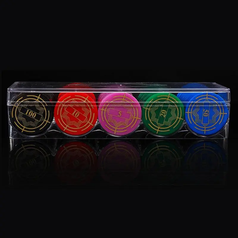 5 Compartment Clear Poker Chip Box with Lid Coin Tray Clear Acrylic Chip Trays Each Holds 100 Standard Size Chips