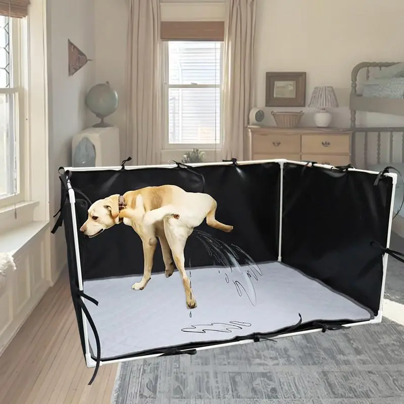 Puppy Pee Pad Holder With High Walls Dog Splash Box Guard Easy Clean Adjustable Pet Toilet Fence 600d For Indoor And Outdoor
