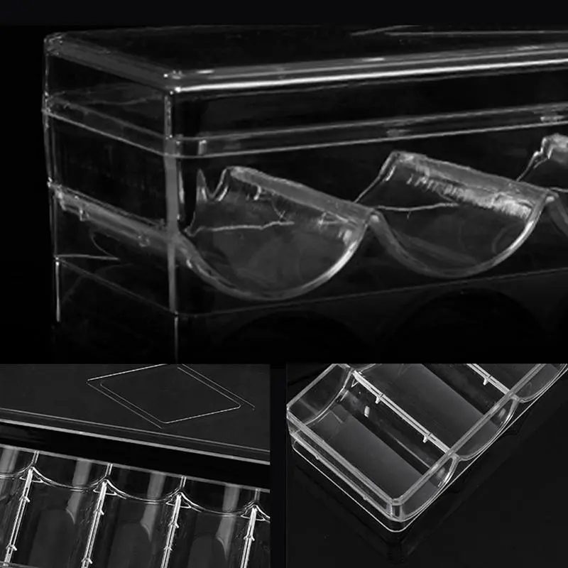 5 Compartment Clear Poker Chip Box with Lid Coin Tray Clear Acrylic Chip Trays Each Holds 100 Standard Size Chips