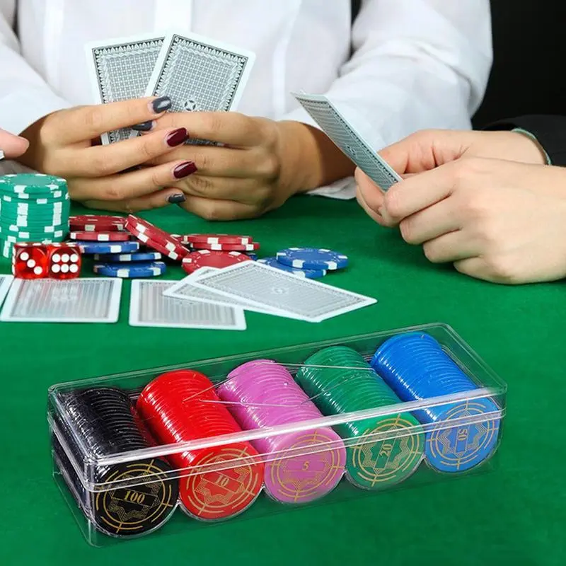 5 Compartment Clear Poker Chip Box with Lid Coin Tray Clear Acrylic Chip Trays Each Holds 100 Standard Size Chips