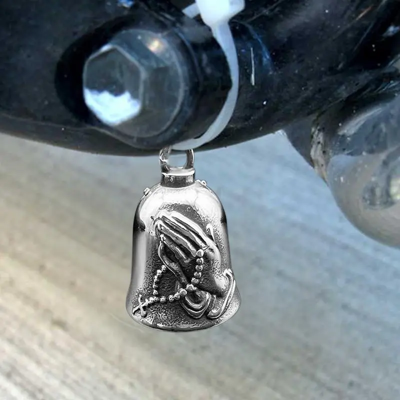 Lucky wind chimes, blessing hands guarding lucky bells, motorcycle bicycle riding ornaments, retro good luck bells