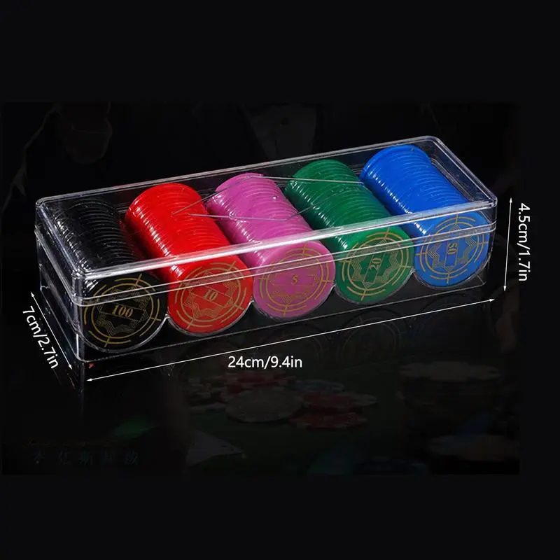 5 Compartment Clear Poker Chip Box with Lid Coin Tray Clear Acrylic Chip Trays Each Holds 100 Standard Size Chips