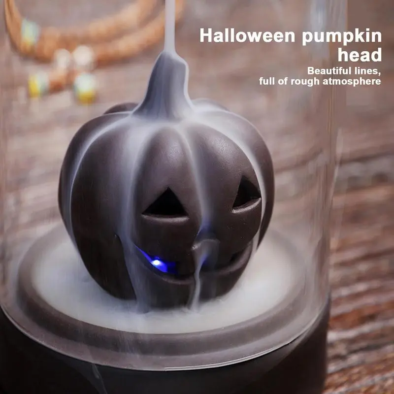 LED Backflow Incense Burner Non Slip Stylish Windproof Fountain With Glass Cover Festive Pumpkin Decor Aromatherapy Home