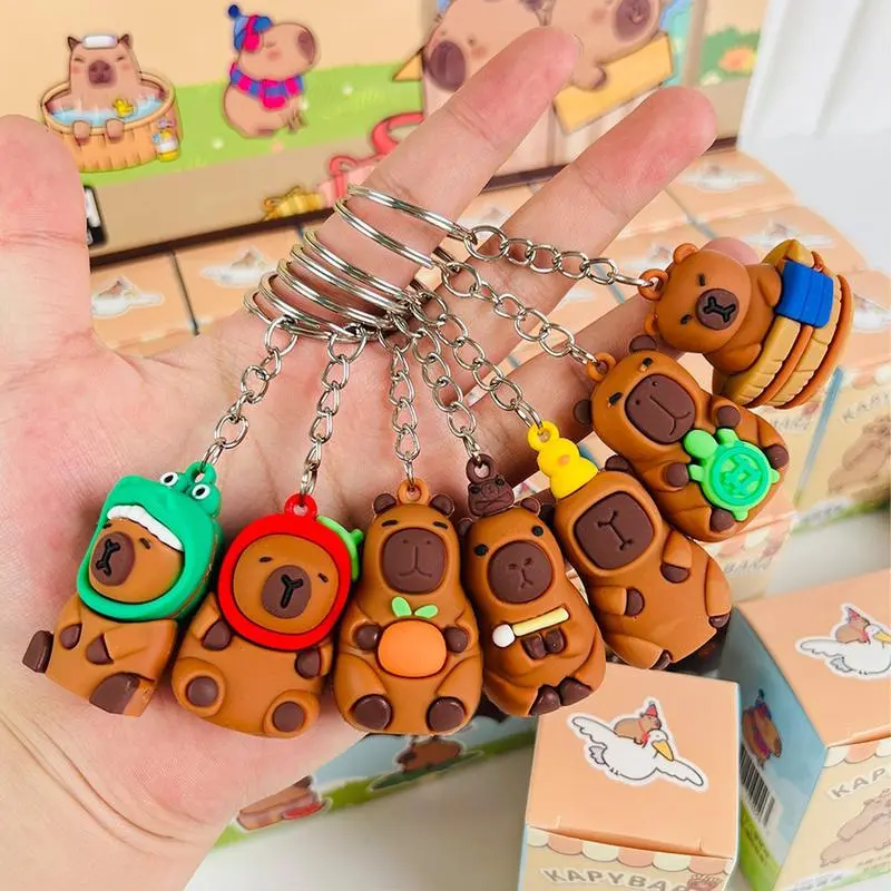1 piece Cute mini capybara pendant with key ring Funny capybara decoration Capybara key bag pendant (one random style)