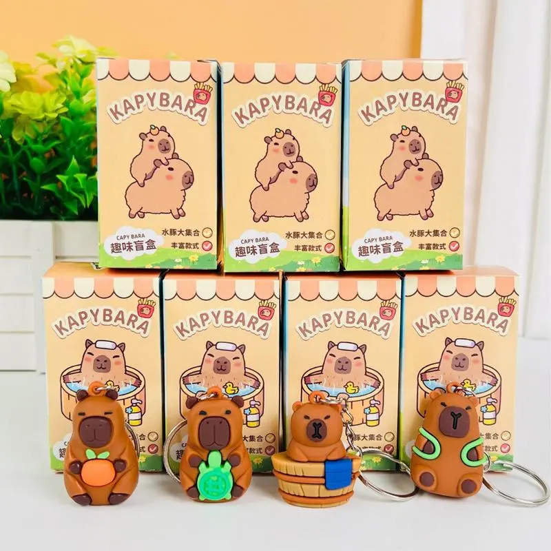 1 piece Cute mini capybara pendant with key ring Funny capybara decoration Capybara key bag pendant (one random style)