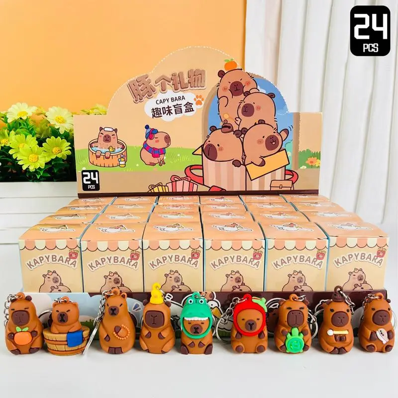 1 piece Cute mini capybara pendant with key ring Funny capybara decoration Capybara key bag pendant (one random style)