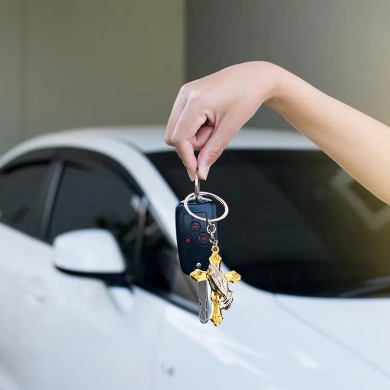 Christian Key Chains Women Praying Hands Keychain Charm Zinc Alloy Key Chains Car Key Ring Bag Charm Car Ornament Retro Keychain
