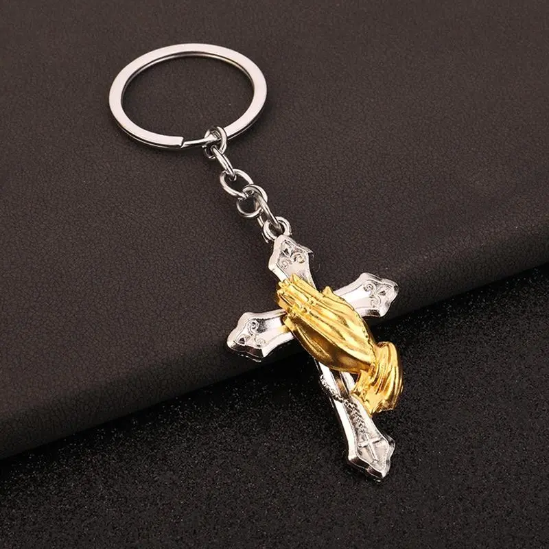 Christian Key Chains Women Praying Hands Keychain Charm Zinc Alloy Key Chains Car Key Ring Bag Charm Car Ornament Retro Keychain