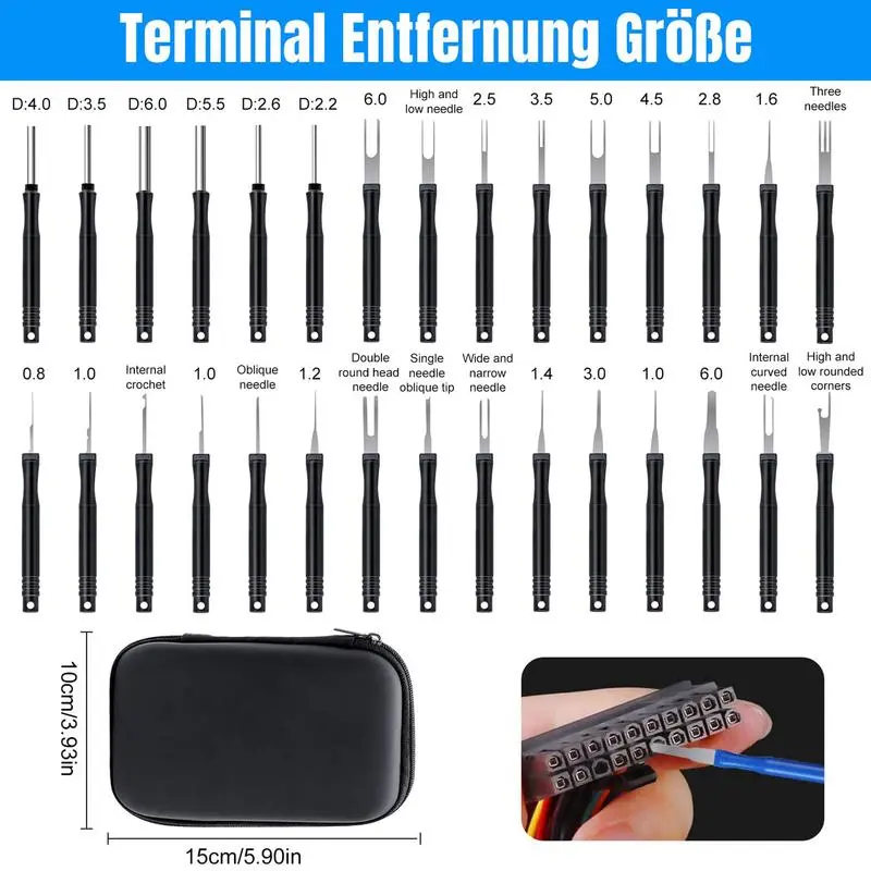 30pcs/set Pin Removal Tool Kit Pin Extractor Pin Puller Automotive Terminal Removal Connector Repair Tools