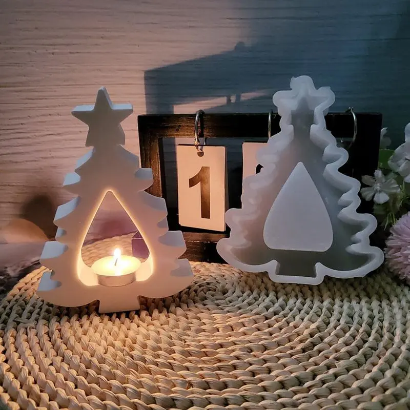 Christmas Tree Silicone Mold Reusable 3D Christmas Tree Candle Mold Handmade Non-Stick Home Decoration Easy Release Craft Molds