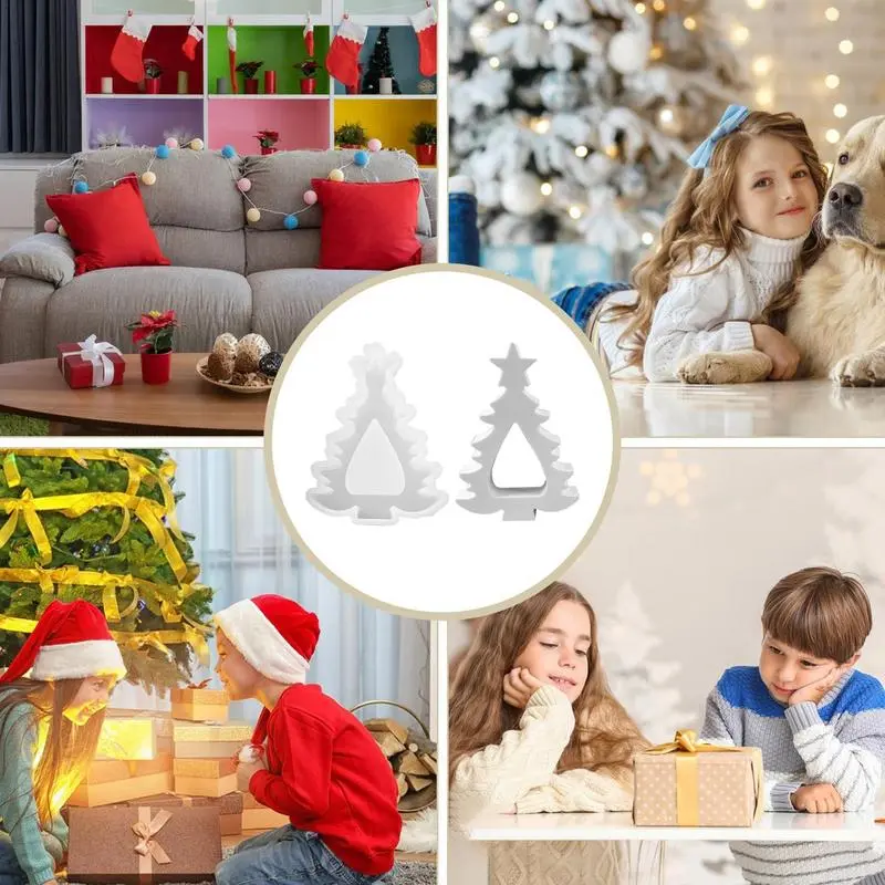 Christmas Tree Silicone Mold Reusable 3D Christmas Tree Candle Mold Handmade Non-Stick Home Decoration Easy Release Craft Molds