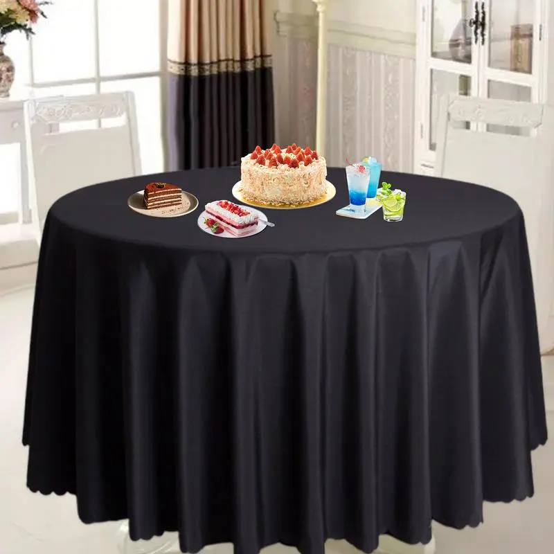 Round Tablecloth 63-Inch Solid Color Table Covers Kitchen Dining Accessories Stain Resistant Buffet Tabletop Decoration For