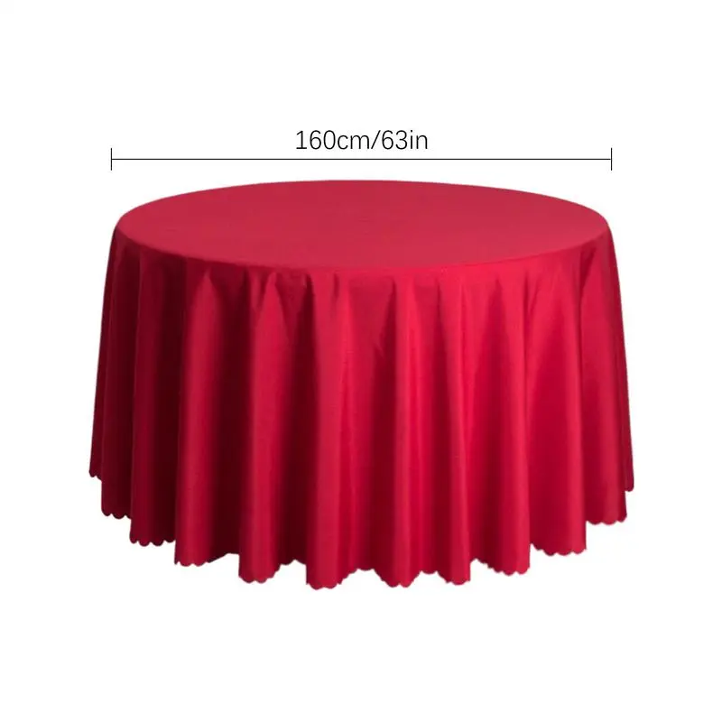 Round Tablecloth 63-Inch Solid Color Table Covers Kitchen Dining Accessories Stain Resistant Buffet Tabletop Decoration For