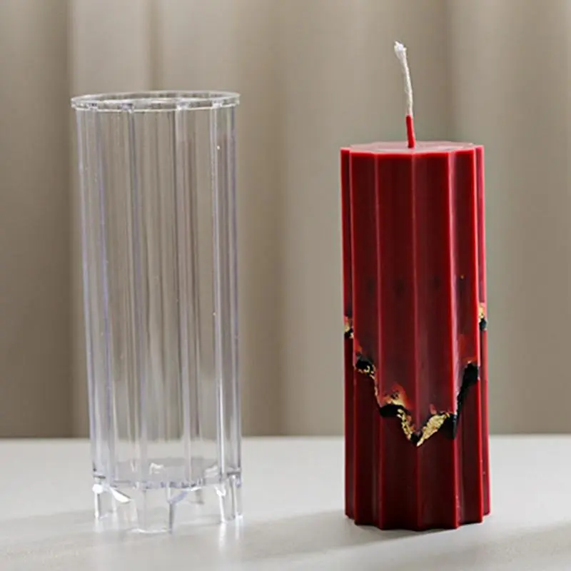 Cylinder Candle Mold Acrylic Stripe Cylinder Candle Molds For Candle Making Pillar Candles Resin Mould Resin Aromatherapy Molds