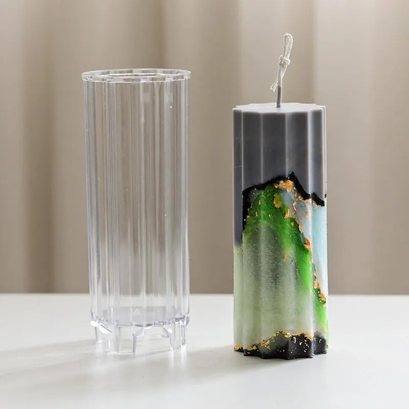 Cylinder Candle Mold Acrylic Stripe Cylinder Candle Molds For Candle Making Pillar Candles Resin Mould Resin Aromatherapy Molds