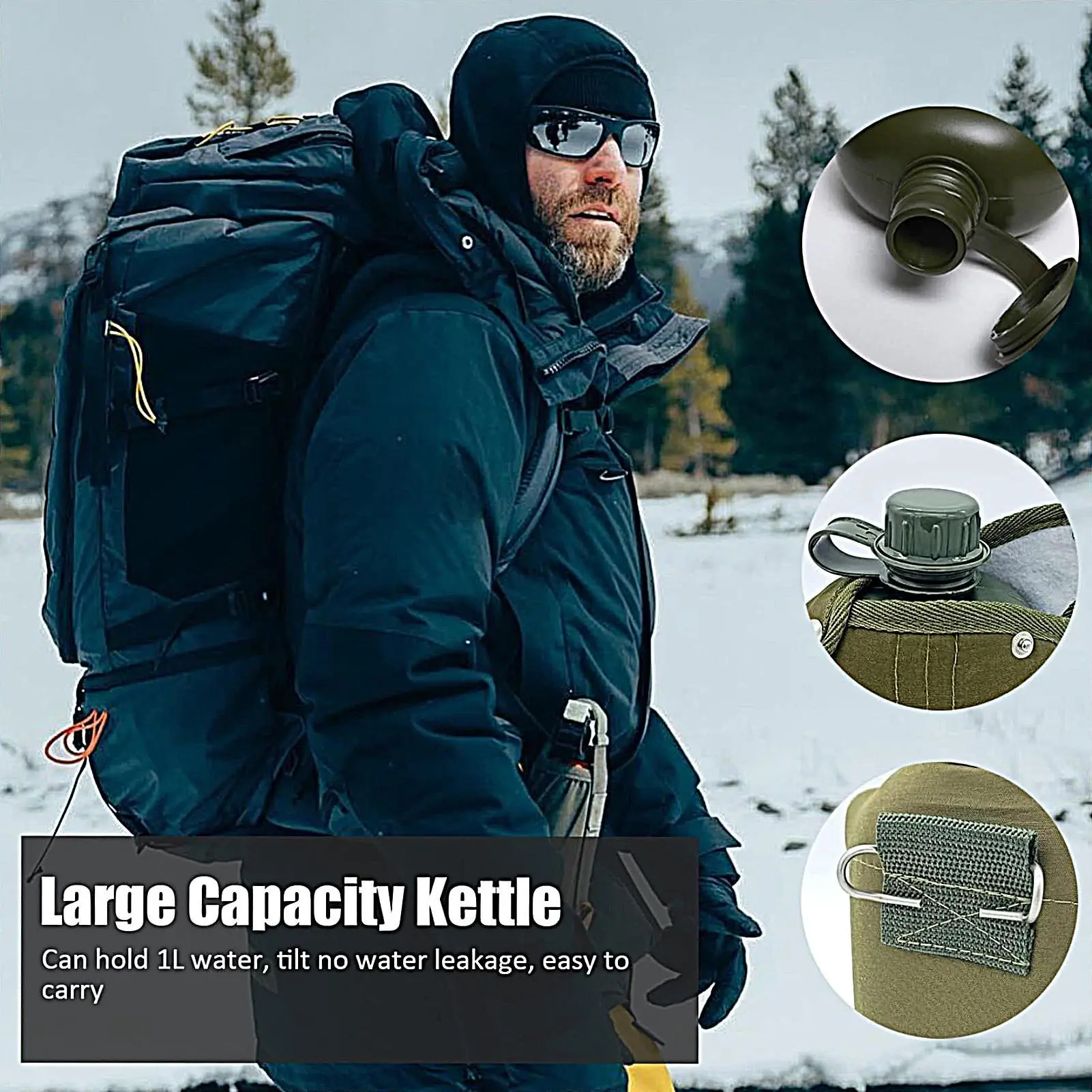 Water Bottles For Hiking Water Bottle Jug For Gym Sports Anti-Slip Portable Kettle Large Capacity Drinking Cup For Camping