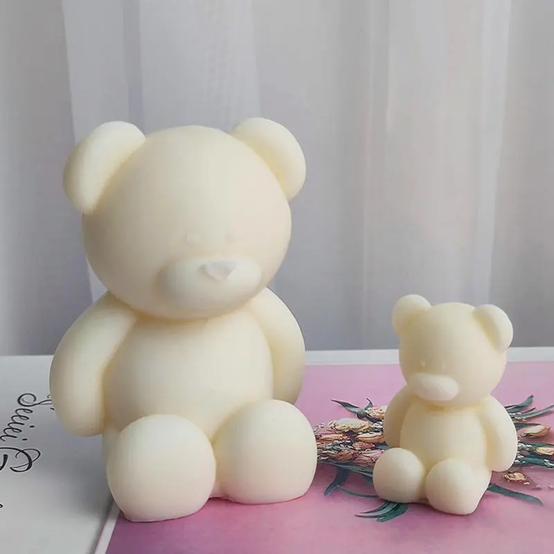 3D Silicone Bear Mold Ice Mold Candle Making Supplies Non-stick Easy Release Fondant Mold for Cake Decoration