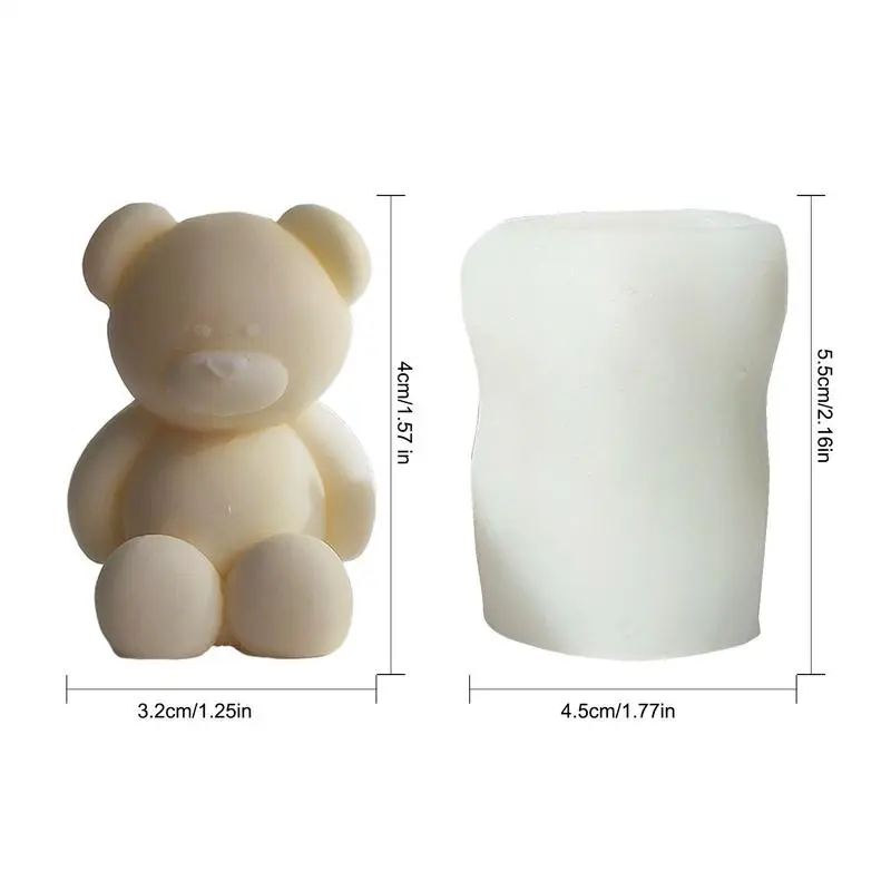 3D Silicone Bear Mold Ice Mold Candle Making Supplies Non-stick Easy Release Fondant Mold for Cake Decoration
