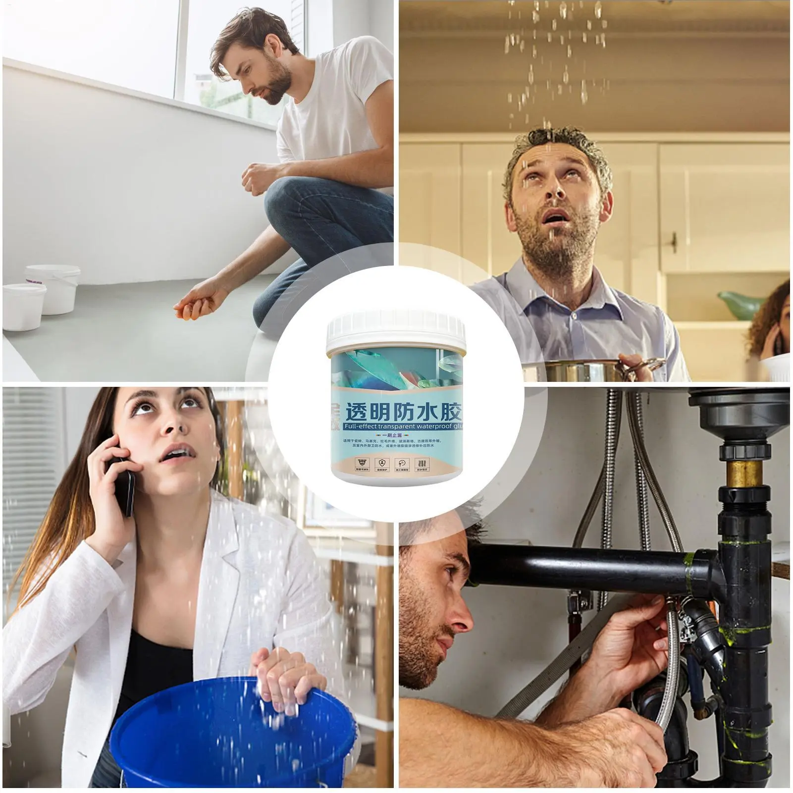 Transparent Waterproof Adhesive 300g Invisible Repairing Leak Agent Water-Based Anti-Leakage Sealant For Indoor Bathroom Kitchen