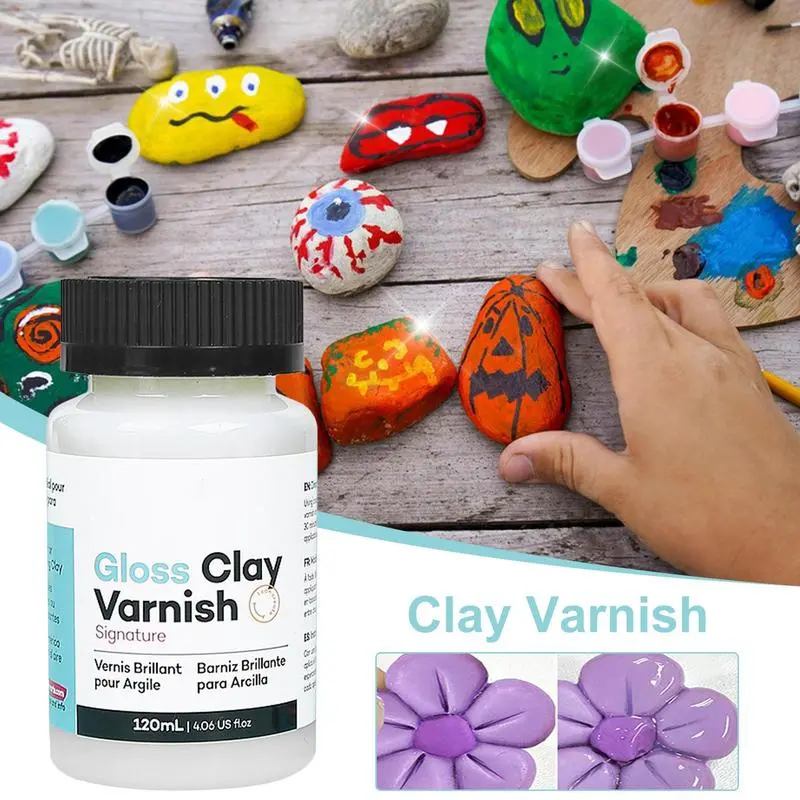 120ml Clay Varnish Safe Air Dry Clay Gloss Long Lasting Gloss Waterproof Clay Varnish Ceramic Oil Painting Art Supplies