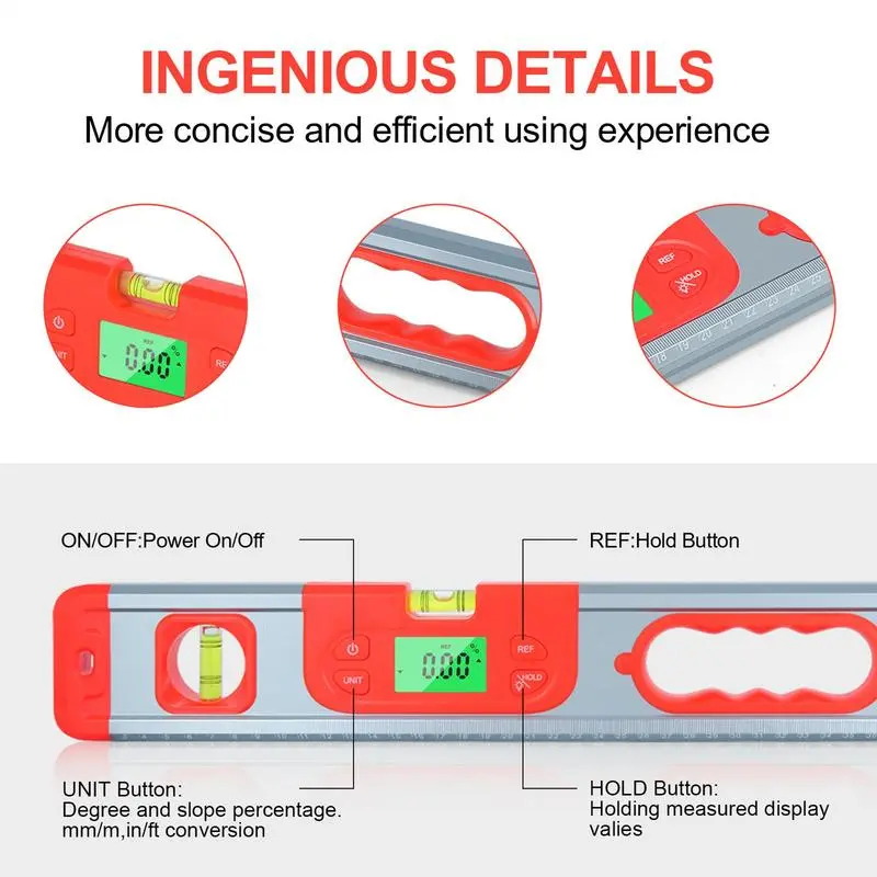 Digital Level Human Engineering Torpedo Level Magnetic 20In Digital Level Tool Torpedo Level And Protractor Digital Angle Gauge