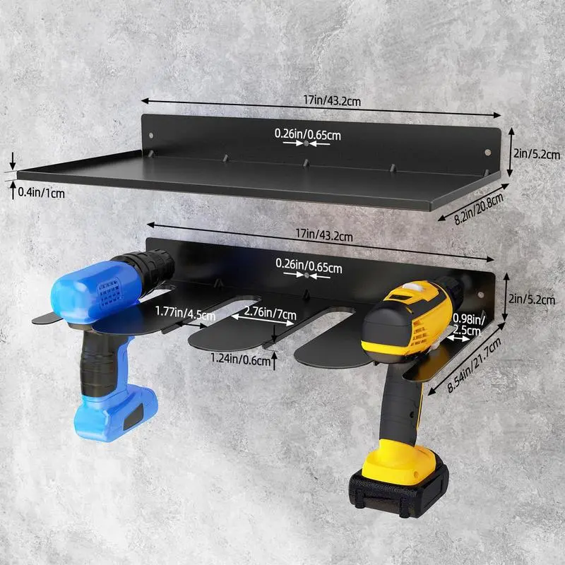 Power Tool Storage Rack Drill Storage Rack Wall Mount Heavy Duty Compact Shelf Hooks For Garden Outdoor Basement Construction