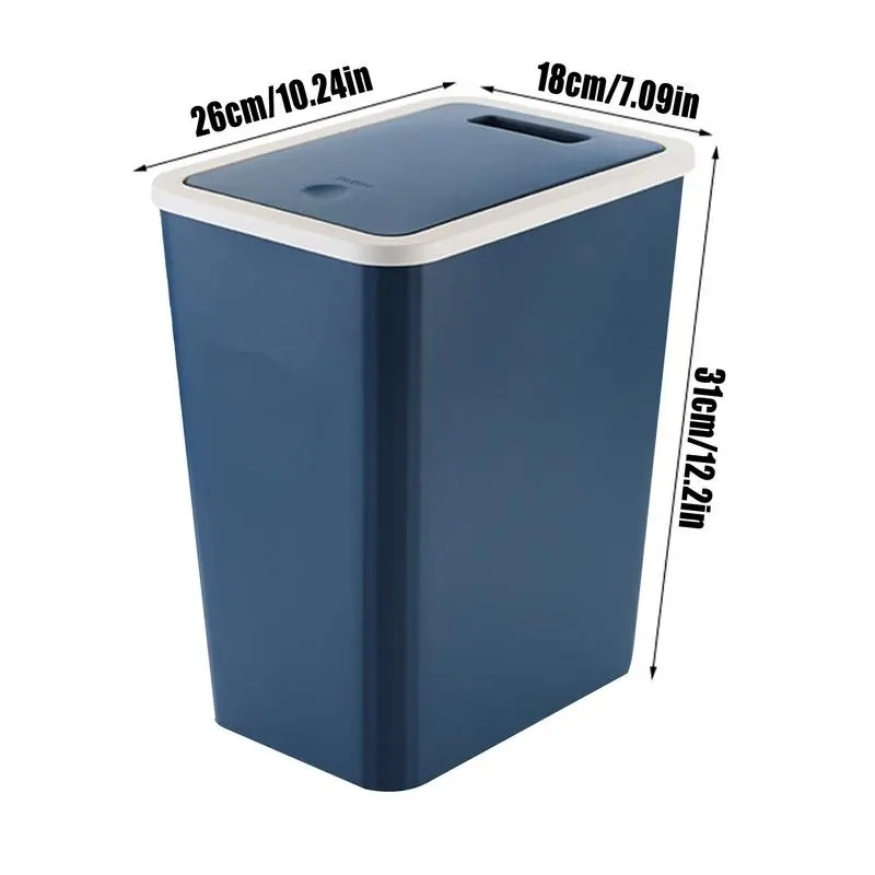 Trash Can With Lid Rubbish Can Recycling Bin With Press Top Slim Modern 13L For Indoor Bathroom Kitchen Bedroom Living Room