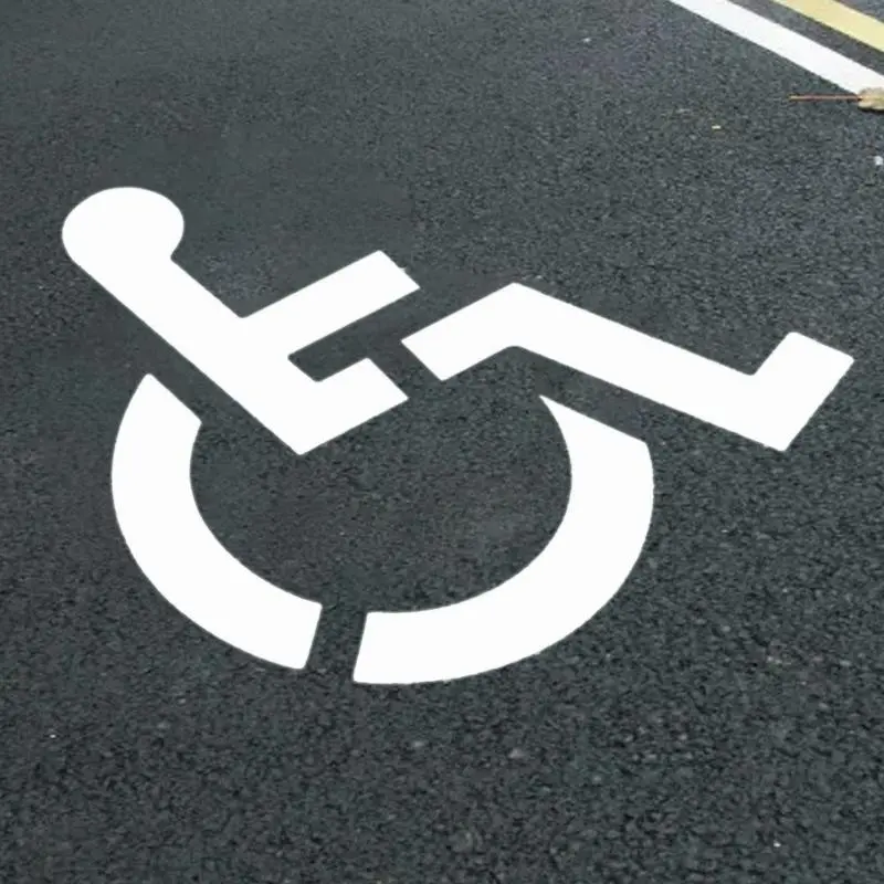 Handicap Template For Parking Lot Pavement Stencil Weather-Resistant High-Visibility Pavement Marking Signs For Disabled Road