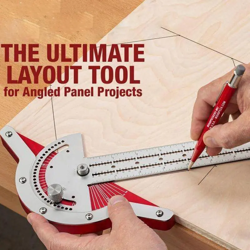Edge Ruler Woodworking Stainless Steel Adjustable Protractor Angle Finder Woodworker Edge Ruler Precision Carpentry Ruler