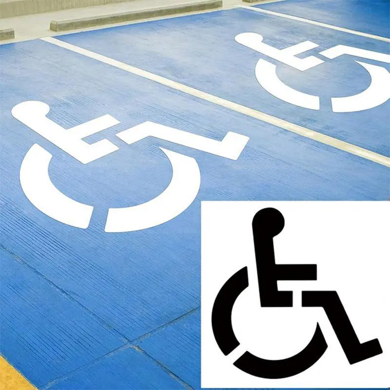 Handicap Template For Parking Lot Pavement Stencil Weather-Resistant High-Visibility Pavement Marking Signs For Disabled Road