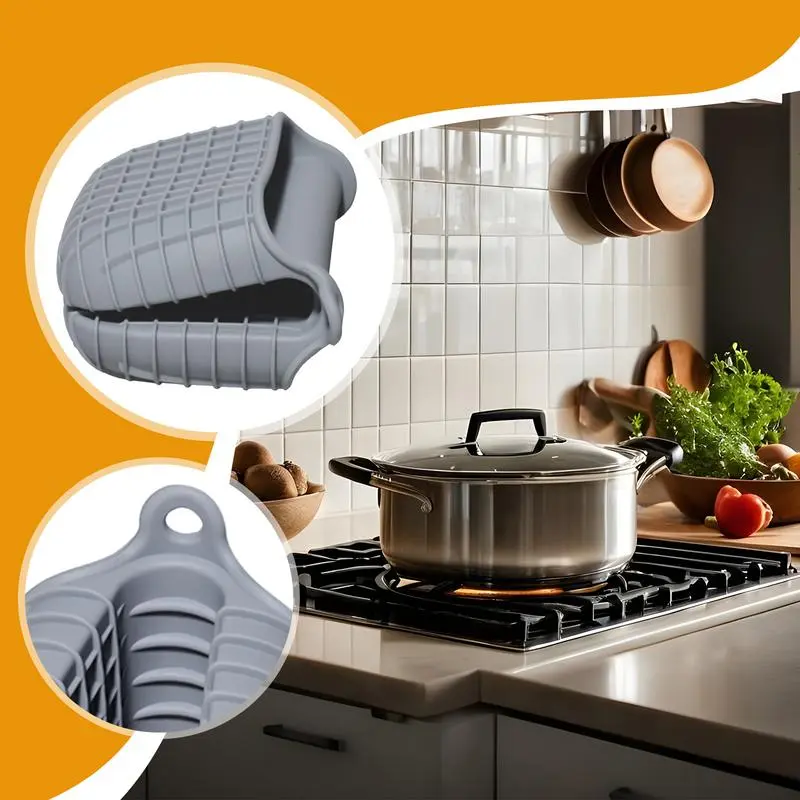 Silicone Pot Holder Silicone Kitchen Finger Protector Non-Slip Cooking Pinch Grips Gloves For Baking Turning Adjusting Baking