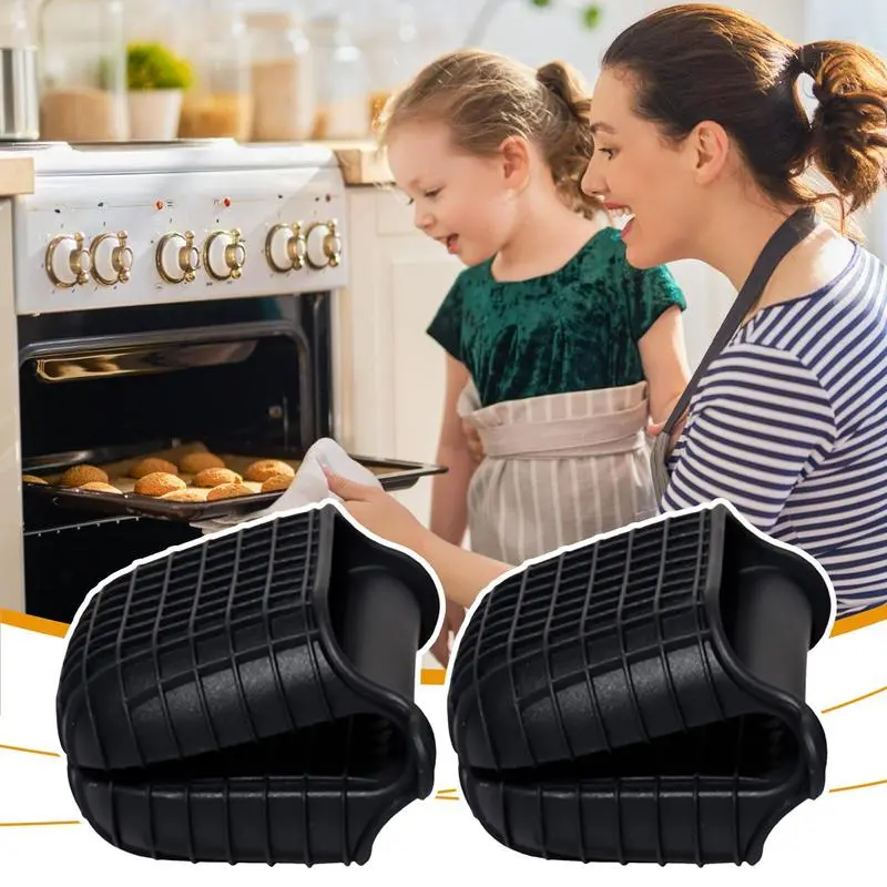 Silicone Pot Holder Silicone Kitchen Finger Protector Non-Slip Cooking Pinch Grips Gloves For Baking Turning Adjusting Baking