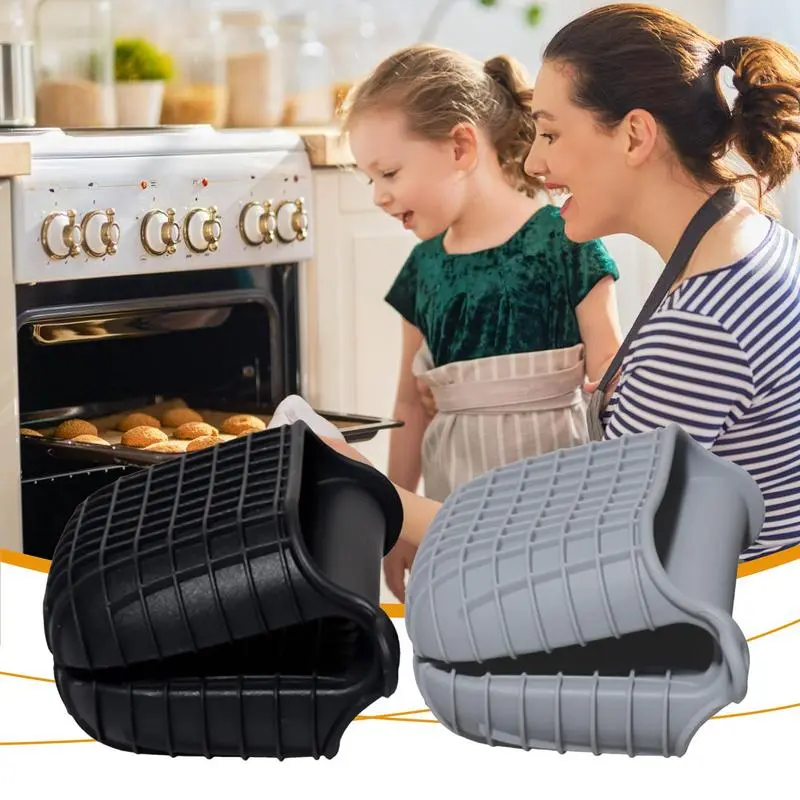 Silicone Pot Holder Silicone Kitchen Finger Protector Non-Slip Cooking Pinch Grips Gloves For Baking Turning Adjusting Baking