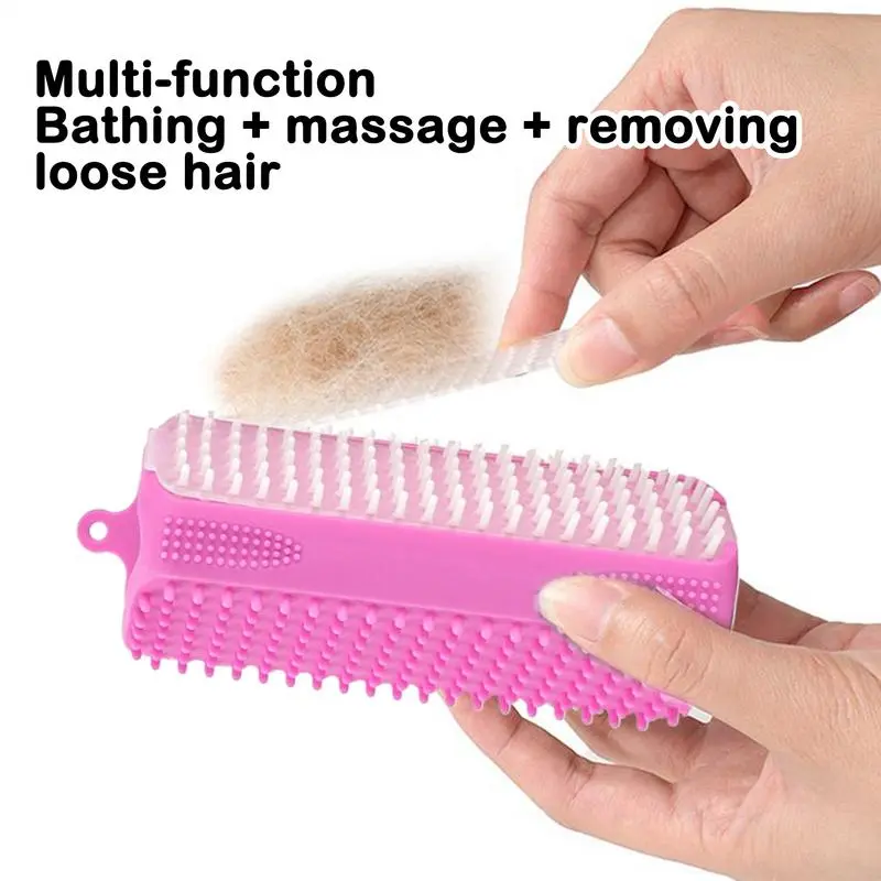 Dog Bath Brush Ergonomic Dog Bath Brush Deep Cleaning Gentle Silicone Tool For Small Medium Breeds Puppy Cat Indoor Use