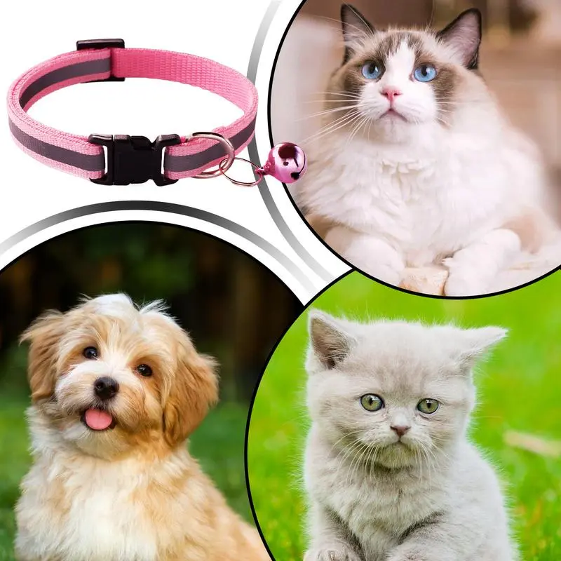 Dog Collar Adjustable Safe Collars For Cats Soft Lightweight Nylon Breakaway Reflective Necklace Accessories For Kitten Puppy