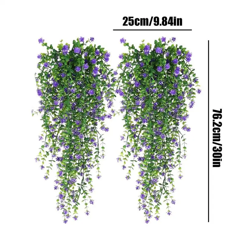 Artificial Hangable Plants Outdoors 2Pieces Faux Eucalyptus Vine Realistic UV Resistant Wall Decoration For Living Room Patio